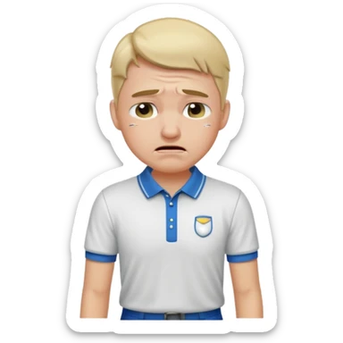 Handsome male.wearing golf shirt and shorts.crying sticker