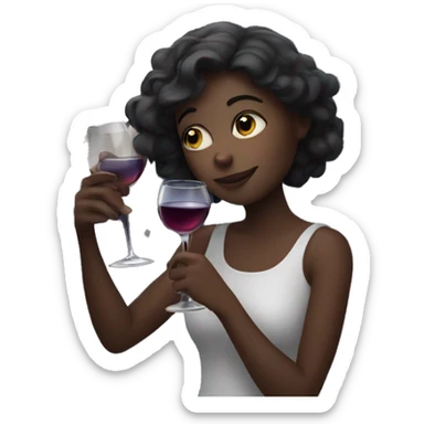 Girl under starry moonlight with wineglass in hand sticker