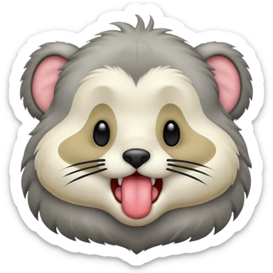 A thrunbo from the game rimworld. Front view, sticks the tongue out and licks sticker