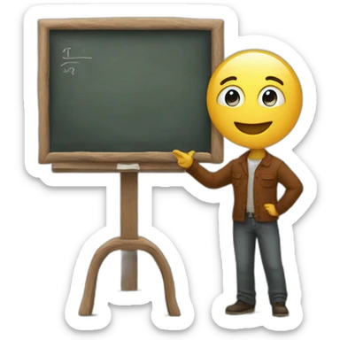 stands at the blackboard and teaches children histor sticker