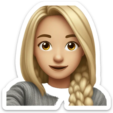 smiling girl taking selfie indoors wearing sweater sticker