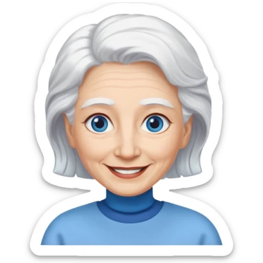 abuela con ojos azules, pelo blanco, tez blanca sticker