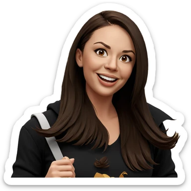 smiling girl with brown hair sticker