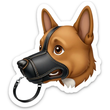 Dog muzzle with leash sticker