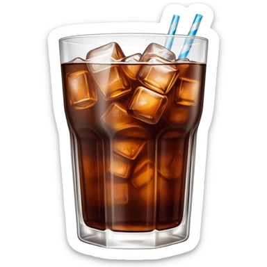 realistic glass of cola with ice sticker