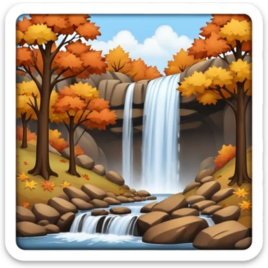 autumn with brown trees waterfall sticker