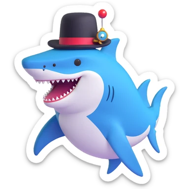 shark wearing a top hat and monocle sticker