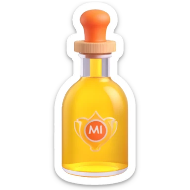 3D emoji style, aroma oil bottle, three-dimensional and lively, no background sticker