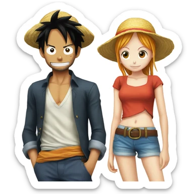 Luffy et nami sticker