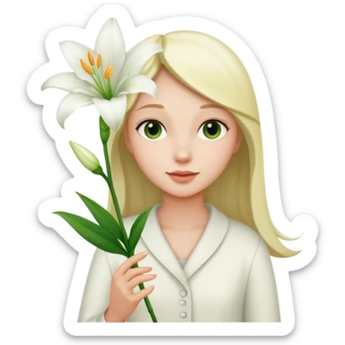 Girl holding a lily sticker