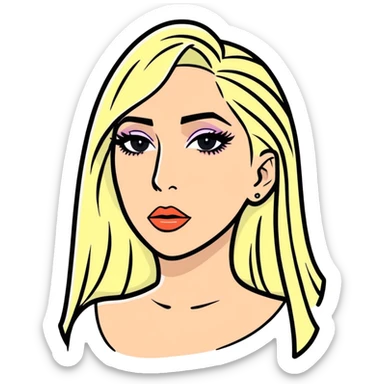 Hyperrealism, ultra detailed, clean lines, high quality, illustration of lady gaga sticker