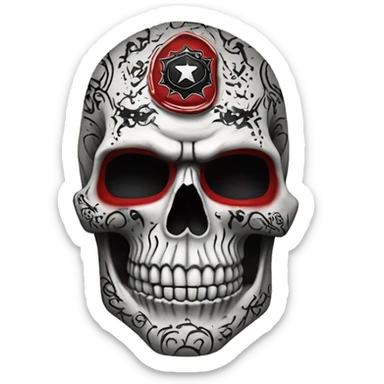 White detailed Texas tech raider red black tattoo skull sticker