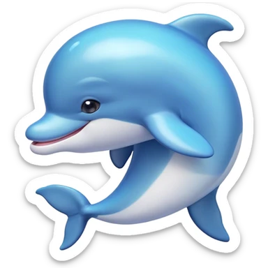 Cinematic Huggable Dolphin Portrait Emoji, Embracing a cuddly, rounded form with a soft, inviting silhouette and a gentle, warm smile, featuring smooth, glossy skin and large, endearing eyes that sparkle with affection, Simplified yet irresistibly adorable features, highly detailed, glowing with a tender, pastel aquatic glow, high shine, comforting and delightful, stylized with an air of plush marine lovability, soft glowing outline, capturing the essence of a super cute dolphin that seems as if it could be hugged into your heart! sticker