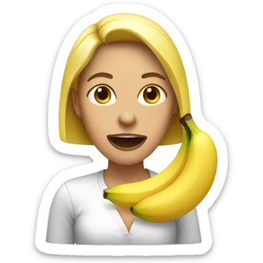 Woman with something banana mouth sticker