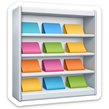 emoji of open magazine, inside there are illustrated empty shelfs sticker