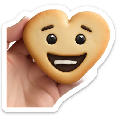 heart cookie with bite in it and cute face  sticker