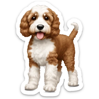 Reddish light brown cockapoo with small white patch on chin full body sticker