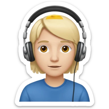a person with blond hair wearing headphones sticker