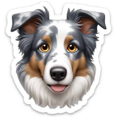 blue merle tricolor border collie with lots of grey and brown on the face sticker