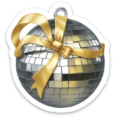 Disco ball with bow sticker
