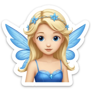 Flying blue fairy with blonde hair sticker