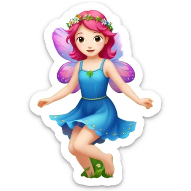 Fairy frolicking in a field sticker