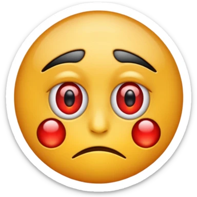 Red eye emoji after crying sticker