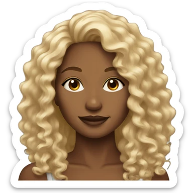 Beautiful brown skin woman with long blonde curly hair sticker