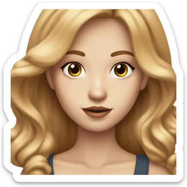 17 years old girl with full make up caramel coloured hairs and with pale skin, big brown eyes sticker