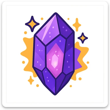 magical purple crystal glowing sticker
