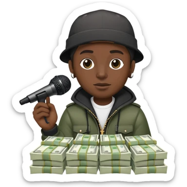 Rapper with a microphone and money sticker