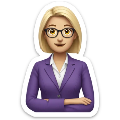 english female teacher wearing purple suit sticker