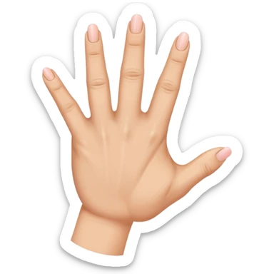 there's a space between thum and index finger. While index, middle, and ring finger are close to each other and there's also a space between ring and pinky finger. sticker