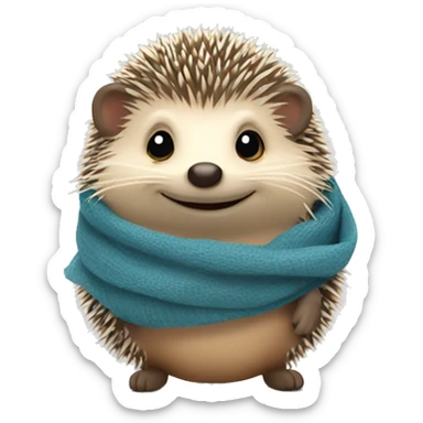 hedgehog with scarf on  sticker