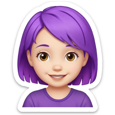 baby girl with purple hair sticker
