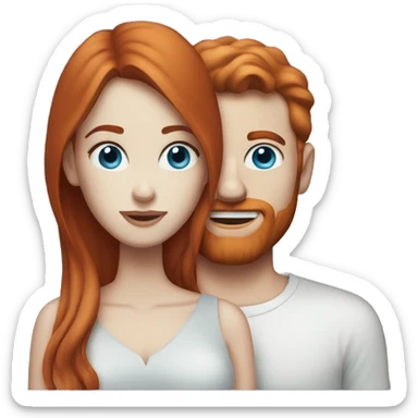 Redhead woman blue eyes with ghost boyfriend  sticker