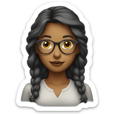 smart girl with reading glasses sticker