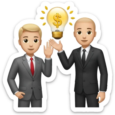 The businessman extends his hand to the side and give money to other businessman sticker