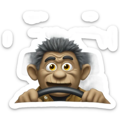 A troll driving a car sticker