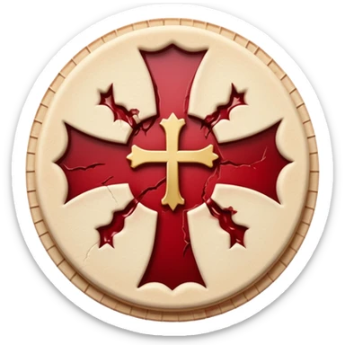 Cracked communion wafer bleeding from the center, heretical gothic symbol sticker