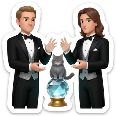 magician couple and their pet cat sticker
