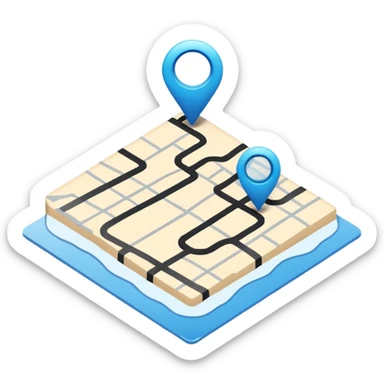 map with a highlighted route, simple and clear sticker