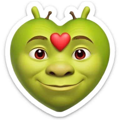 heart with shrek inside  sticker