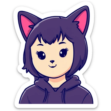 beautiful cat girl with cat ears sticker
