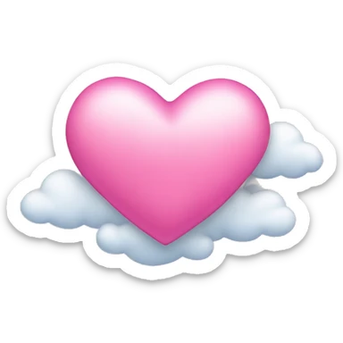 pink heart + cloud sticker
