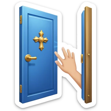 A closed door with a knuckles knocking on it. Because success isn’t about waiting—it’s about knocking until someone answers.blue power magic on knocking sticker