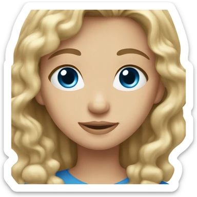 blonde straight hair blue eyes and a girl with brown curly hair sticker