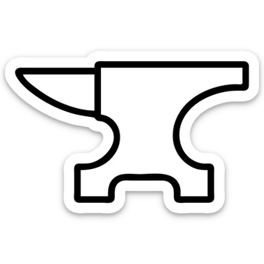 anvil, cartoon style, bold lines outlined icon sticker