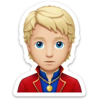 Enjolras From Les Miserables with light skin, blue eyes, Blonde Hair, red outfit sticker