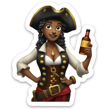 female pirate with alcohol sticker